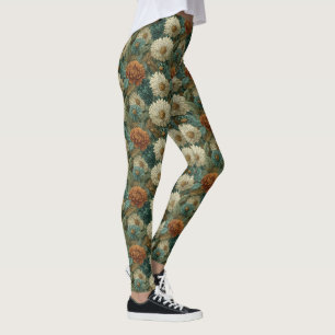 Silvery  Athletic  Dahlias Floral Mother's Day  Leggings