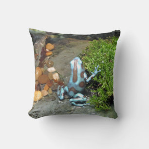 Silvery Blue Dart Frog Throw Pillow