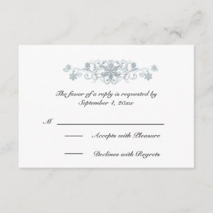 Silvery Blue Snowflakes Winter Wedding RSVP Card