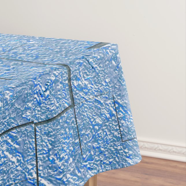 Silvery blue texture with mosaic effect and relief tablecloth (In Situ)