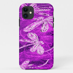 Silvery Dragonflies on a Magic Magenta Sky iPhone 11 Case