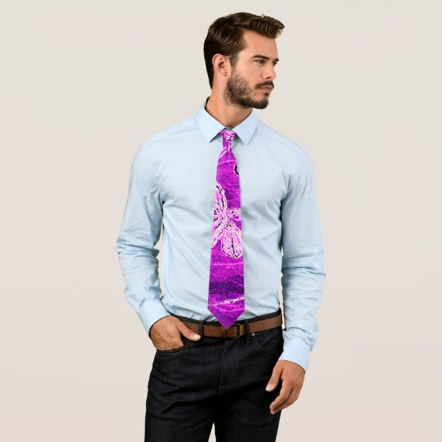 Silvery Dragonflies on a Magic Magenta Sky Tie (In Situ)