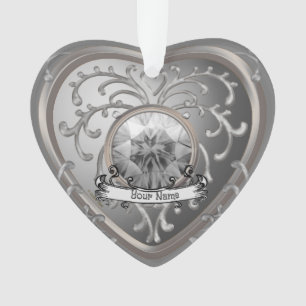 Silvery Faux Jewel Heart custom fairy ornament