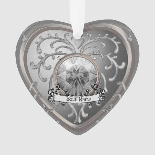 Silvery Faux Jewel Heart custom fairy ornament (Front)