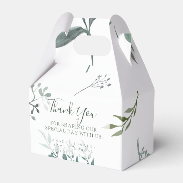 Silvery Green Eucalyptus Wedding Favor Box (Front Side)