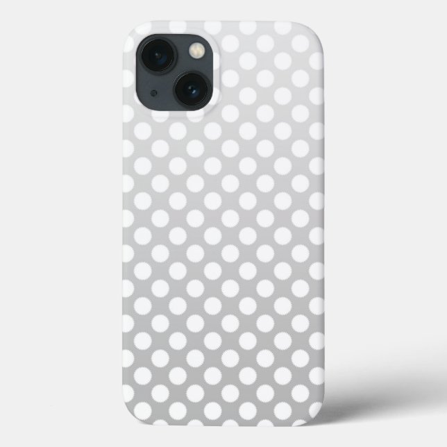 Silvery Grey and White Polka Dot Pattern Case-Mate iPhone Case (Back)