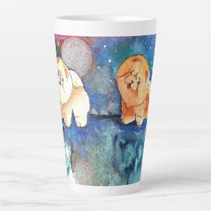 SILVERY MOON Chow dog watercolor Latte Mug