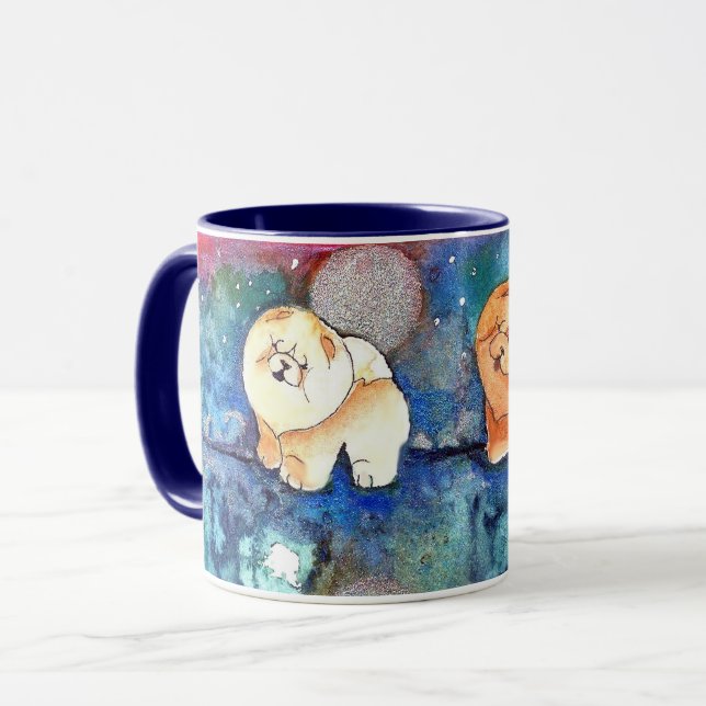 SILVERY MOON Chow dog watercolor Mug (Front Left)