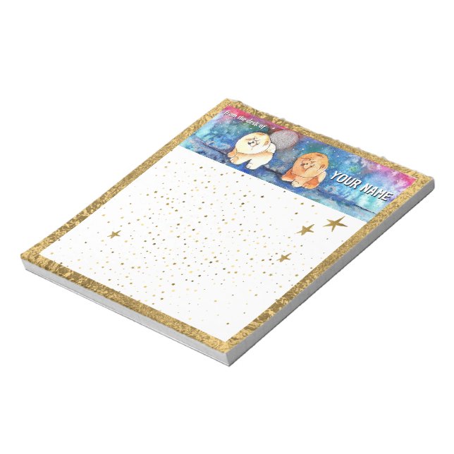 SILVERY MOON Chow dog watercolor Notepad (Rotated)