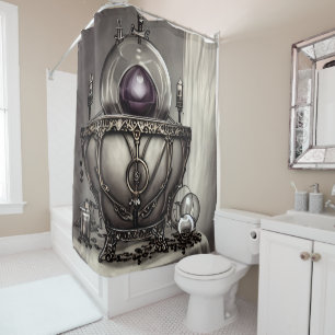 Silvery Ornate Cauldron with Purple Crystal Ball
