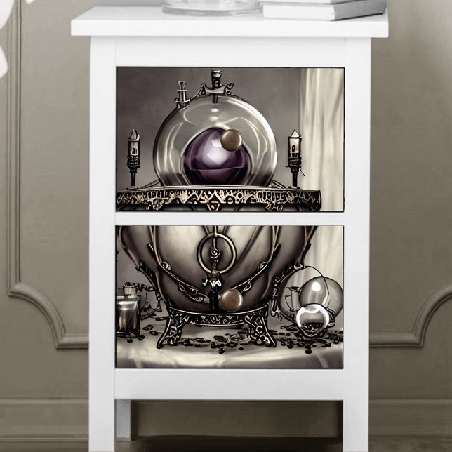 Silvery Ornate Cauldron with Purple Crystal Ball Tissue Paper (Creator Uploaded)