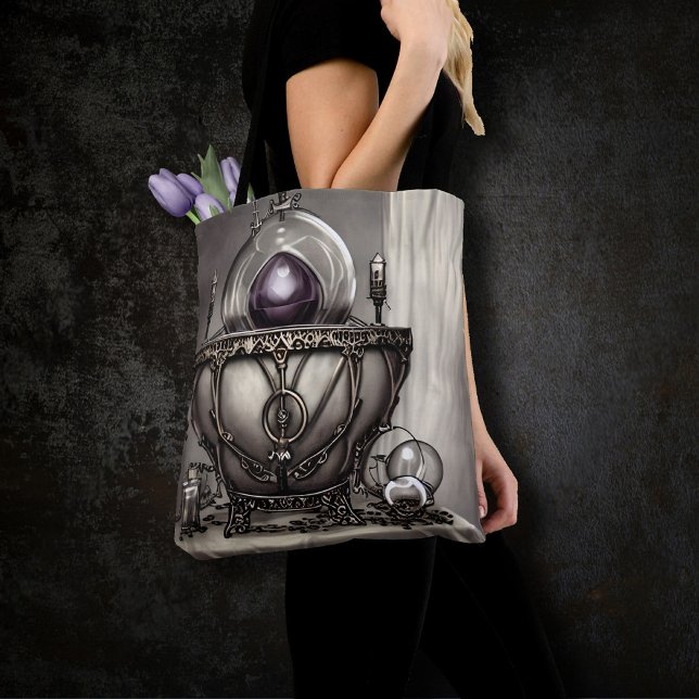 Silvery Ornate Cauldron with Purple Crystal Ball Tote Bag (Creator Uploaded)