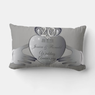 Silvery Photo Wedding Anniversary Claddaugh   Lumb Lumbar Pillow