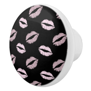 Silvery Pink Kisses Ceramic Knob