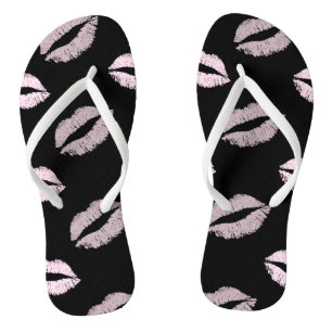 Silvery Pink Kisses Flip Flops