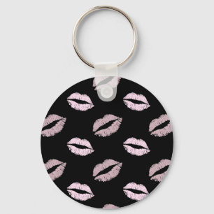 Silvery Pink Kisses Keychain