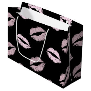 Silvery Pink  Kisses Large Gift Bag