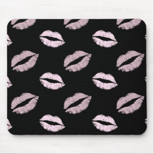 Silvery Pink Kisses Mouse Pad