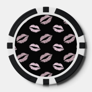 Silvery Pink Kisses Poker Chips