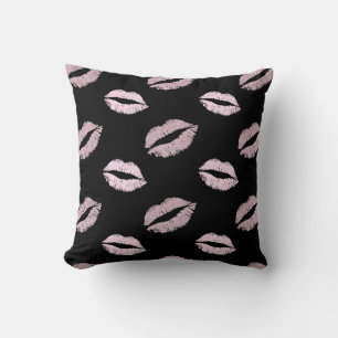 Silvery Pink Kisses Throw Pillow