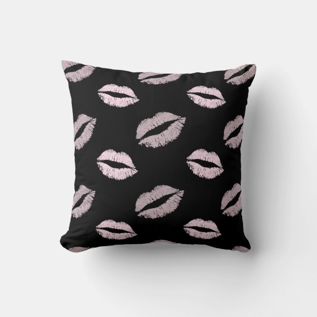 Silvery Pink  Kisses Throw Pillow (Front)