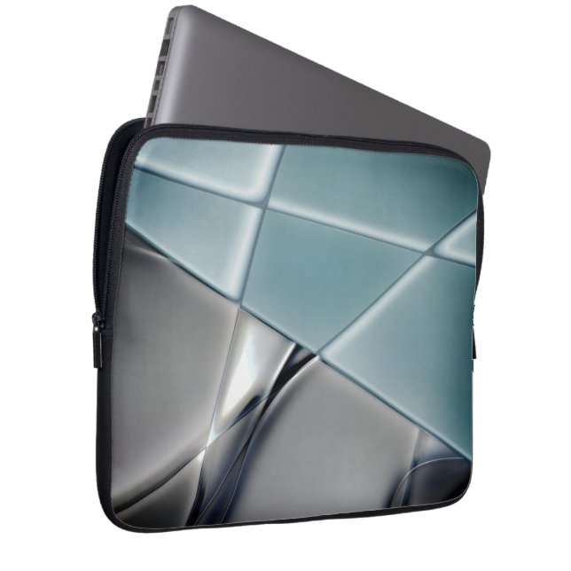 Silvery rectangle trapezoids changeable background laptop sleeve (Front Right)