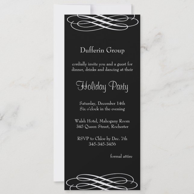 Silvery Ribbons Fête Invitation (Devant)