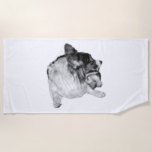 Silvery Shade Corgi Beach Towel