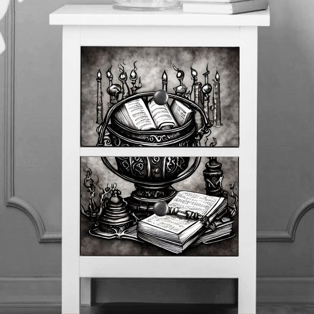 Silvery Steampunk Cauldron Spellbooks and Potions Tissue Paper (Creator Uploaded)