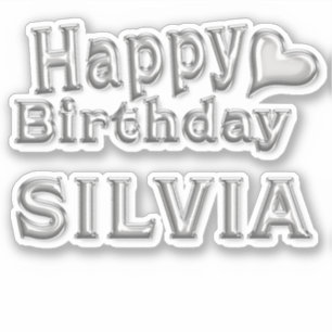 Silvia Happy Birthday silver sticker