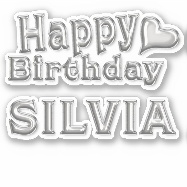 Silvia Happy Birthday silver sticker (Front)