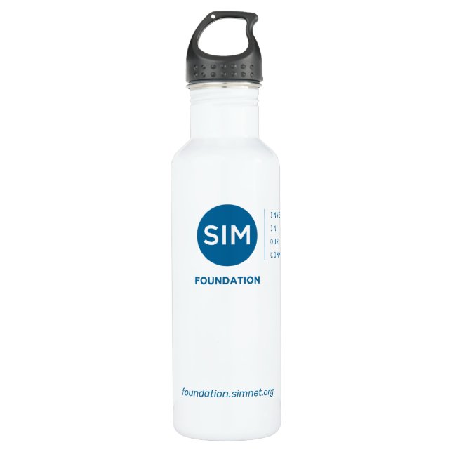 SIM Foundation Water Bottle with Teal Logo (Front)