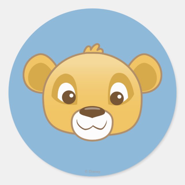 Simba Emoji Classic Round Sticker (Front)
