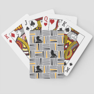 Simba Grey & Gold Hatched Pattern Playing Cards