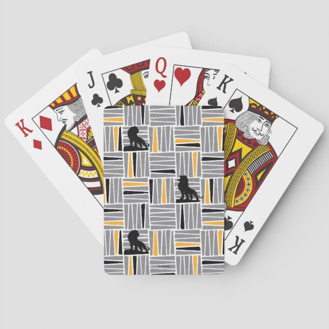 Simba Grey & Gold Hatched Pattern Playing Cards (Back)