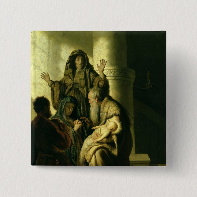 Simeon and Hannah in the Temple, c.1627 2 Inch Square Button (Front)