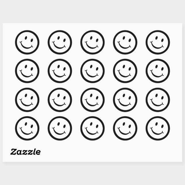 Simile black white graphic face  classic round sticker (Sheet)