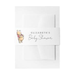 Simle Watercolor Winnie the Pooh Baby Shower Invitation Belly Band