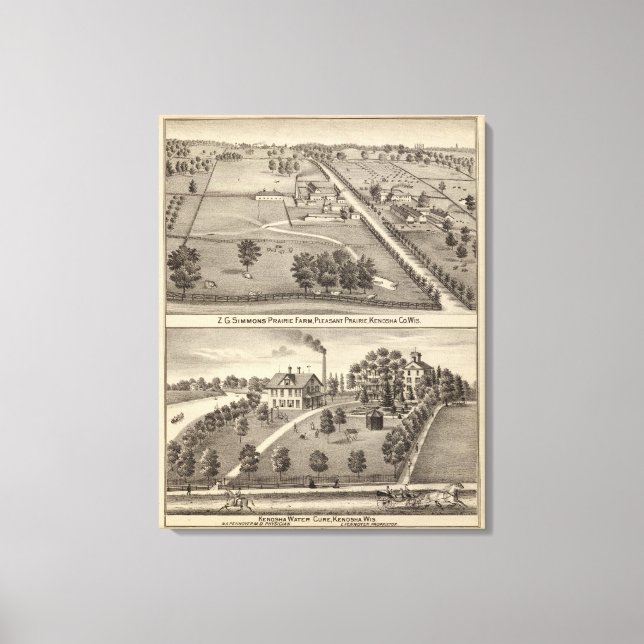 Simmon's Prairie Farm, Kenosha Water Cure Canvas Print (Front)