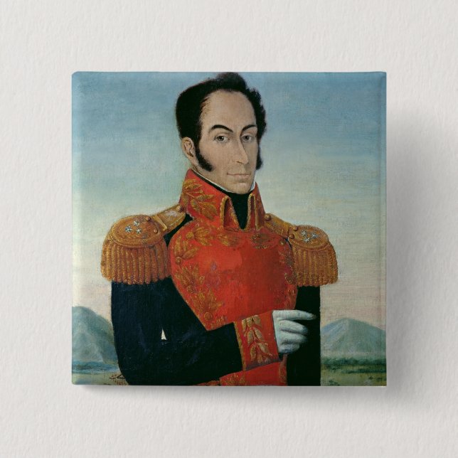 Simon Bolivar 2 Inch Square Button (Front)