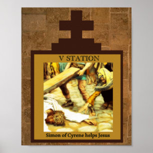Simon de Cyrène aide Jesus Station 5 Poster