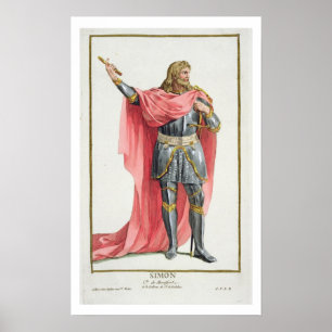 Simon de Montfort (c.1165-1218) from 'Receuil des Poster