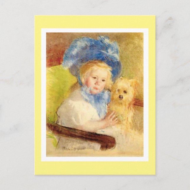 Simone in a Large Plumed Hat, by Mary Cassatt, Holiday Postcard (Front)