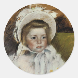 Simone in a White Bonnet Classic Round Sticker