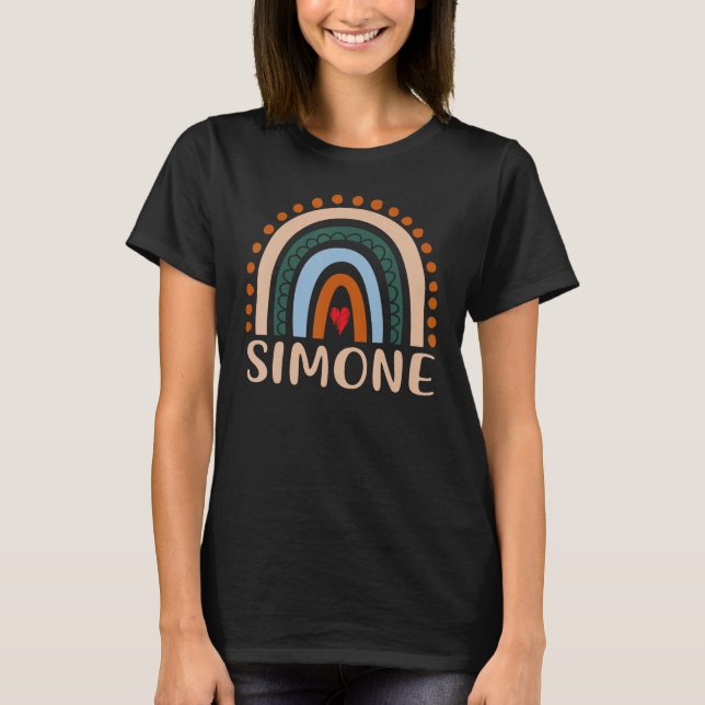 Simone Name Personalized Funny Women Rainbow Simon T-Shirt (Front)