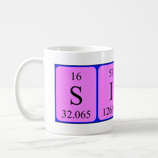 Simone periodic table name mug (Left)