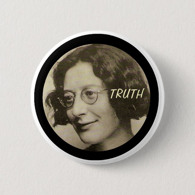 Simone Weil 2 Inch Round Button (Front)