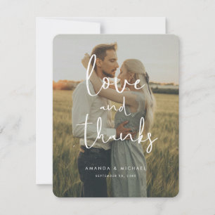 Simpe Modern Handwriting Wedding Photo Thank You Card