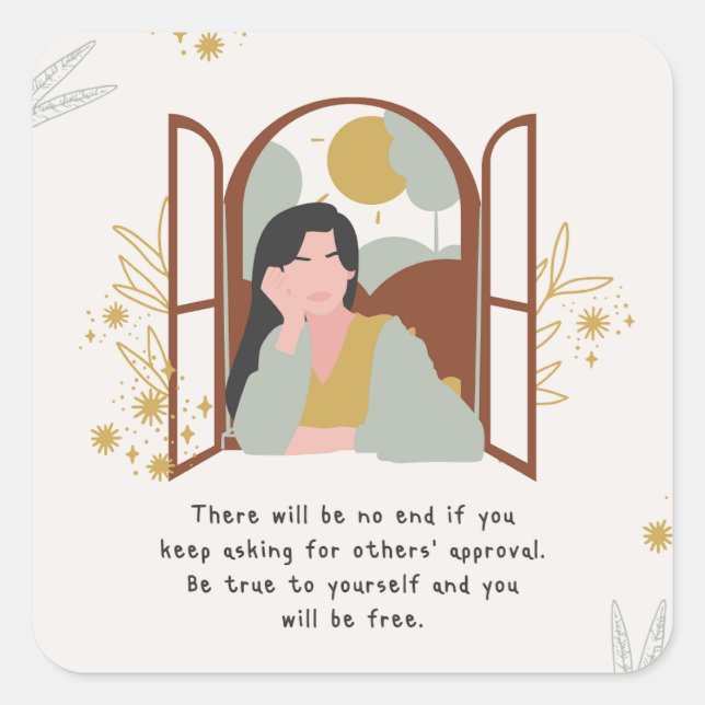 Simpe selflove square sticker (Front)