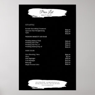 Simpel Black White Price List Poster